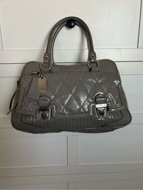 Coach 18675 Vintage Y2K Poppy Liquid Gloss Quilted Grey Pushlock Bag Purse
